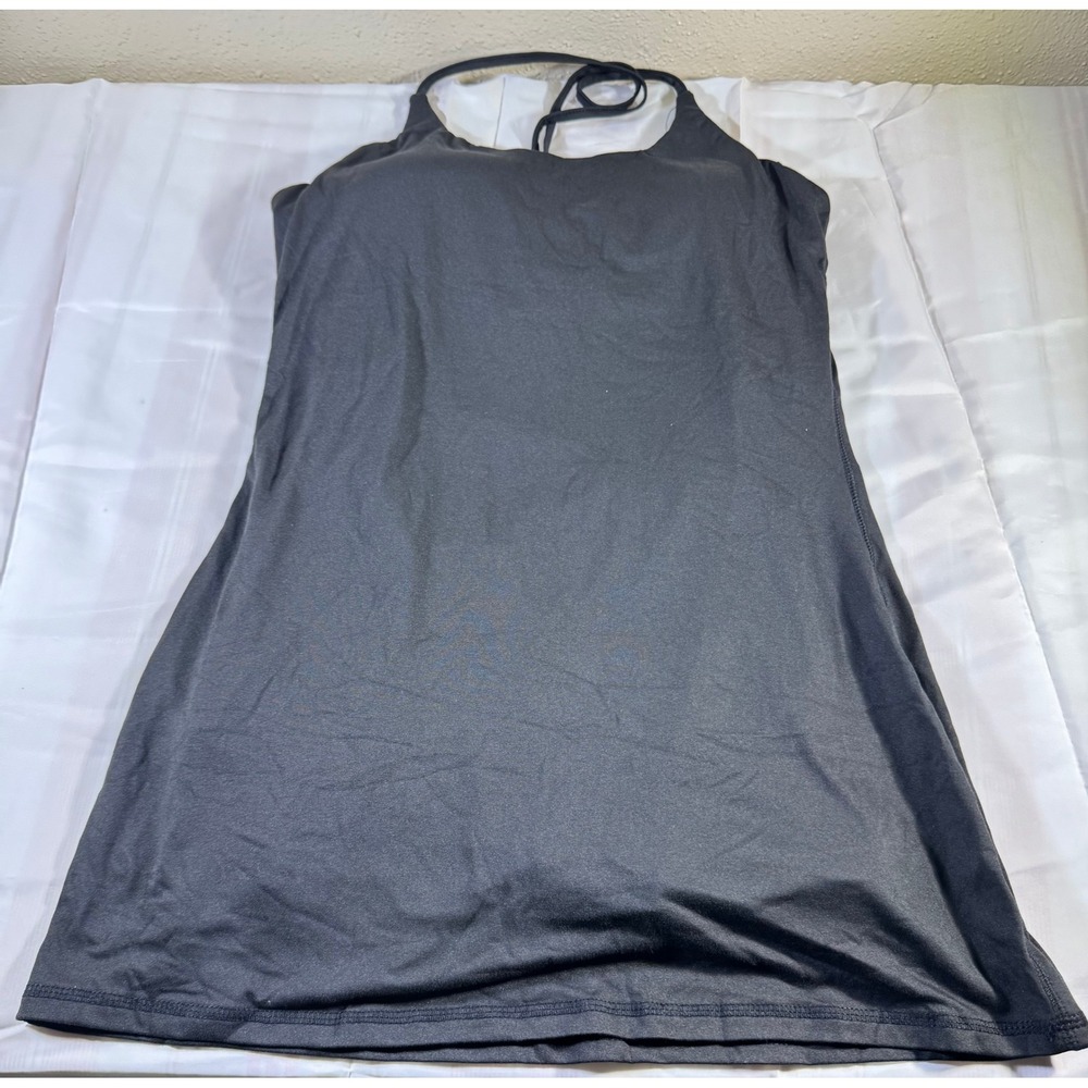 Black Athletic Exercise Dress with Built-in Shorts and Shelf Bra Sleeveless M